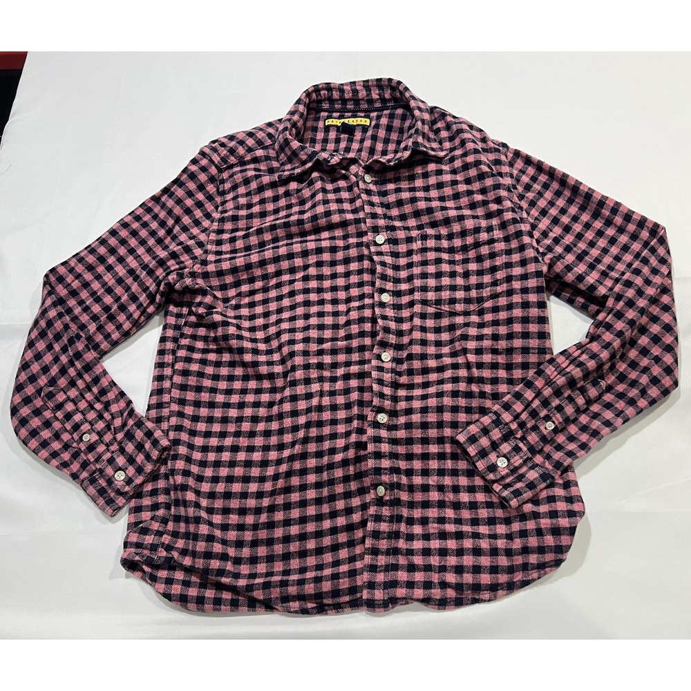 Prince & Fox Flannel Shirt Mens Large Pink Plaid 100% Cotton Chunky Fall Winter